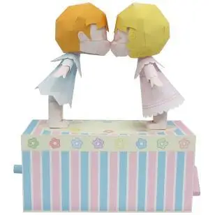 

Kiss Doll Paper Craft 3D Paper Model Toy Parent And Child DIY Kindergarten Activity Handmade Paper Folding