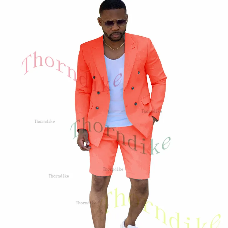 Thorndike Newest Men Suits 2 Pieces Fashion Khaki Wedding Suits For Men Plus Size Blazer Dress Groom Tuxedo Jacket T1366