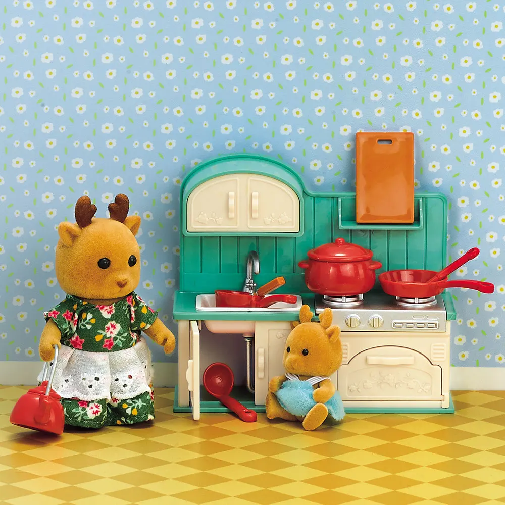 

Forest Family New 2022 Dollhouse Furniture1/12 Cabinet Set Miniature Food Oven Model Dollshouse Miniatures Kitchen For Girl Gift