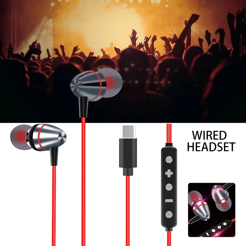 Type C DSP Sound Card Headset Live Broadcast EarPhones Stereo Sound Smart Wire Control Voice Change Six Live Modes