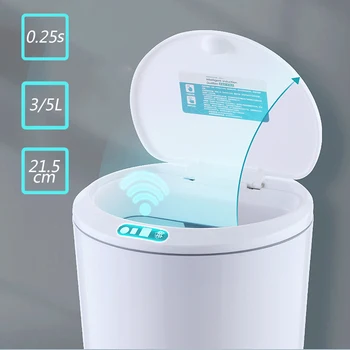 

3/5L Waste Bin Automatic Touchless Intelligent Induction Motion Sensor Kitchen Trash Can Wide Opening Sensor Car trash Can Bag