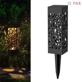 

12 Piece LED Solar Garden Lights Lawn Light Flames Landscape Torch Light for Outdoor Patio Yard Waterproof Warm White Yellow