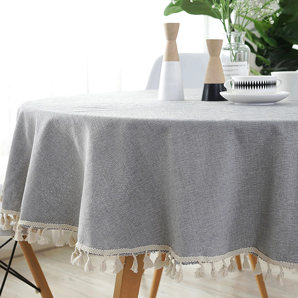 150 CM Round Tablecloth Cotton and Polyester Romantic Flower Printing Tablecloth Outdoor Mat Decoration Wedding