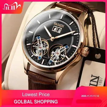 

Luxury Brand Haiqin watch men fashion watch automatic Mechanical Tourbillon Skeleton Men waterproof Clock reloj pulsera hombre