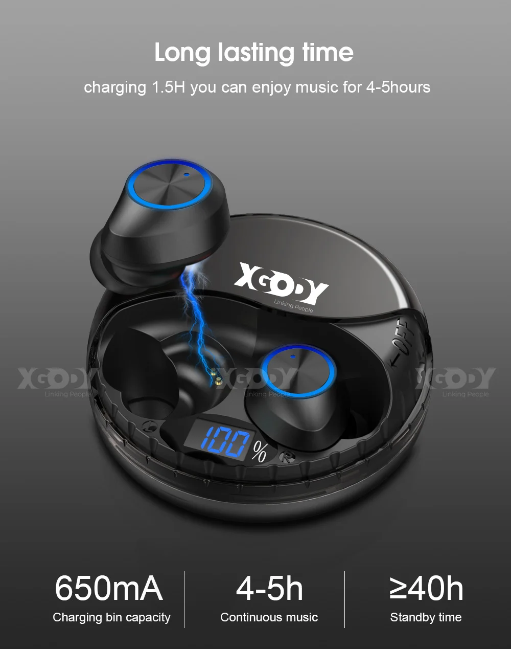 XGODY наушники-вкладыши TWS с 9S Беспроводной наушники Bluetooth 5,0 Шум шумоподавления наушники bluetooth с зарядным устройством 40 часов проигрывания во время езды