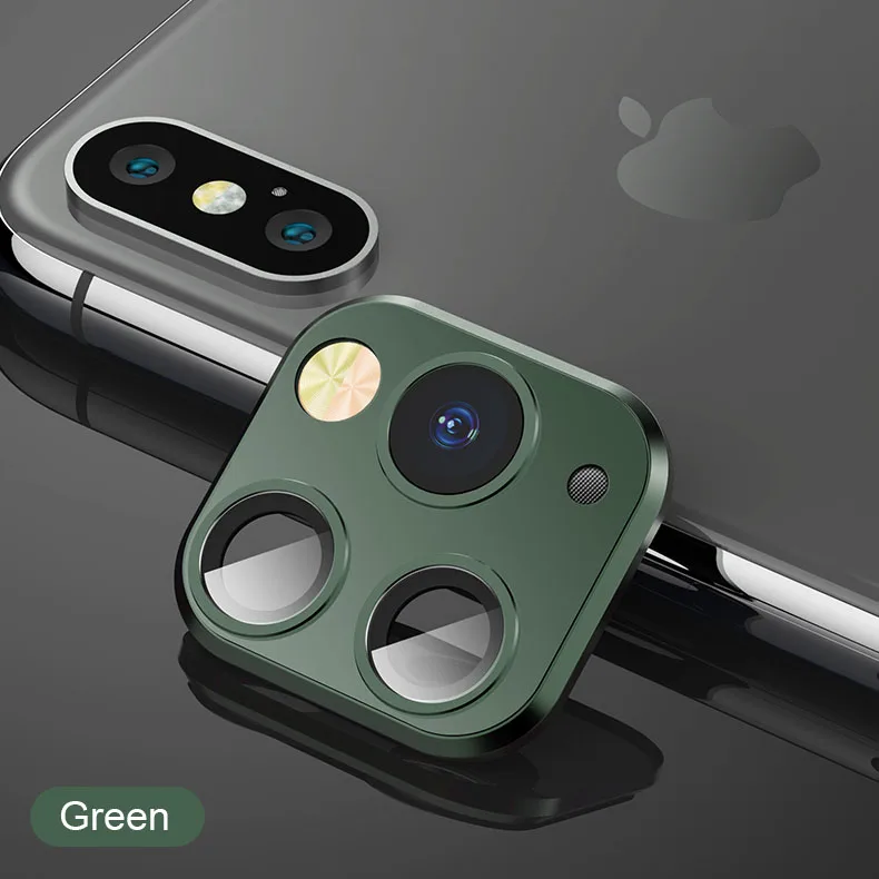 Green Чехол из закаленного стекла для iPhone X XR XS Max, чехол для iPhone 11 Pro Max, чехол для iPhone 11 Pro Max, чехол для объектива камеры - Цвет: Green