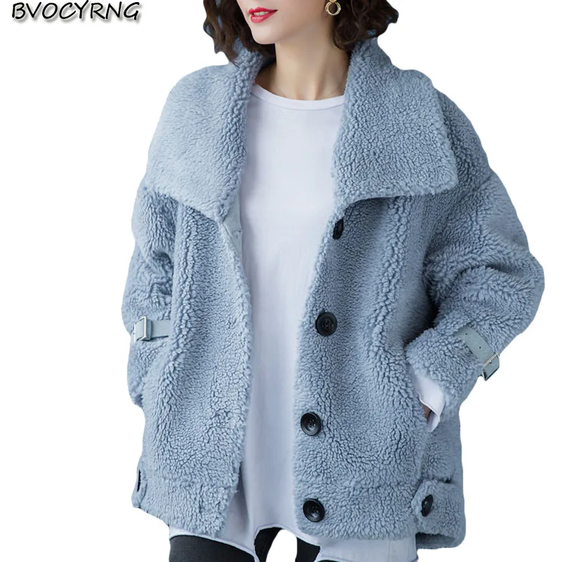 Пальто из меха ягненка женская Свободная куртка большого размера Осень Зима Новая женская Высококачественная оторочка из овечьей шерсти теплая парка женская