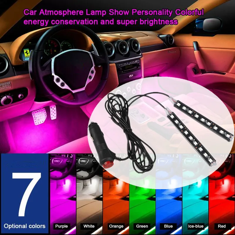 

2 Pcs 7Colors Car Atmosphere Lamps SUV Interior Decoration Light-Emitting Neon Strip RGB LED Strip Lights For Car Accessories