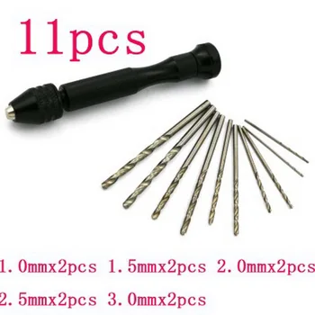 

50set 0.6-2.0/0.8-3.0 Mini Aluminum Alloy Hand Drill With Keyless Chuck +10x High Speed Steel Twist Drills Rotary Tools