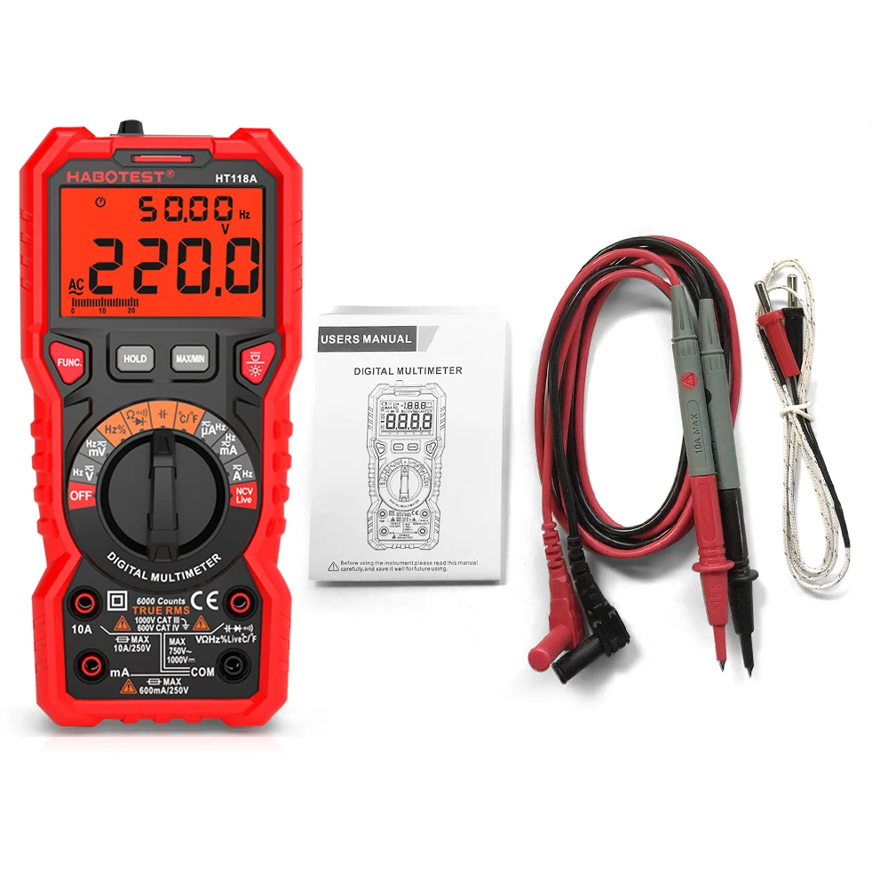 Habotest Ht118a Digital Multimeter Auto Range Multimetro 6000 Counts