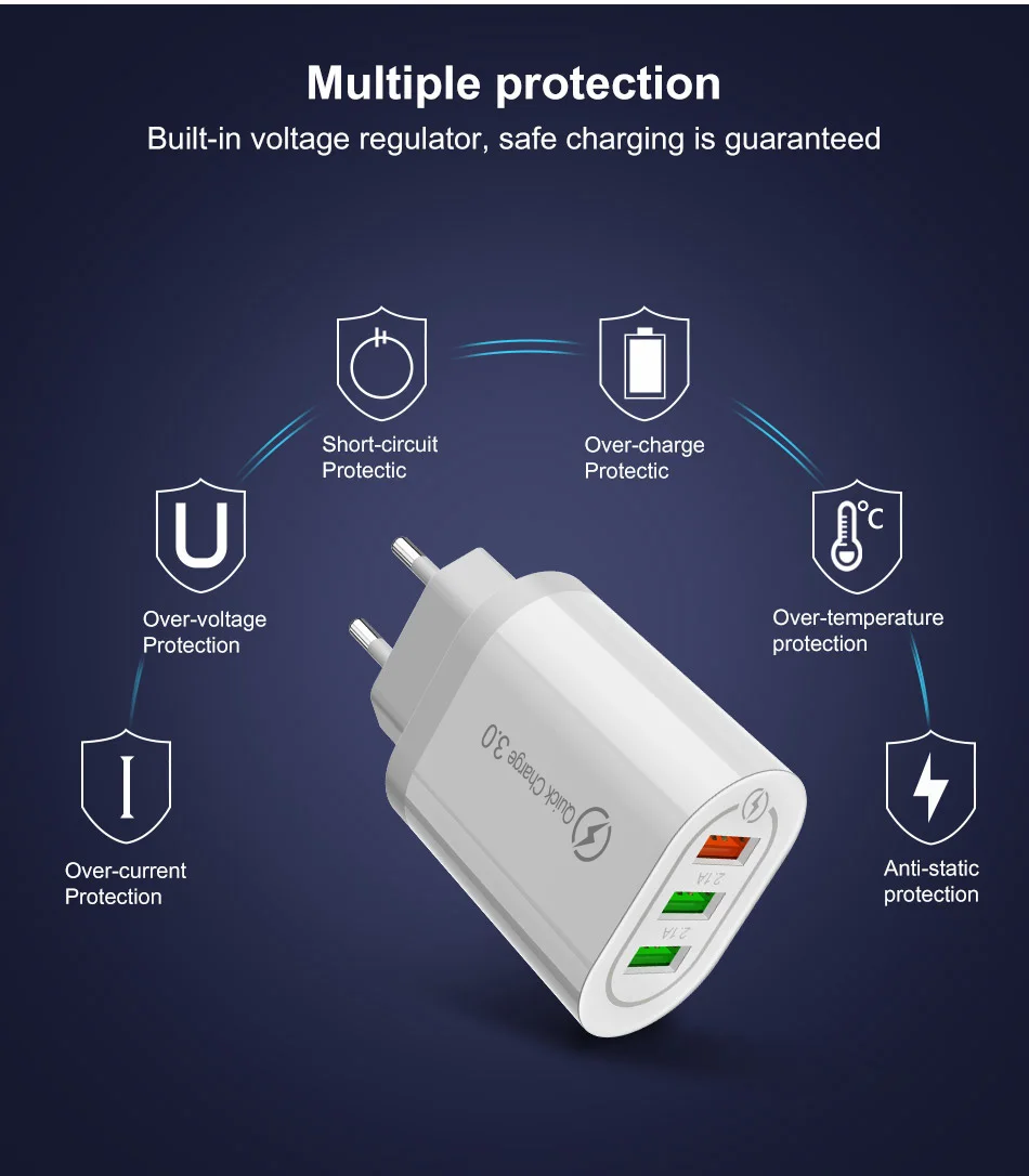 Зарядное устройство OLAF USB 3 0 18 Вт быстрое зарядное QC3.0 для Samsung S10 Xiaomi Mi9 iPhone X