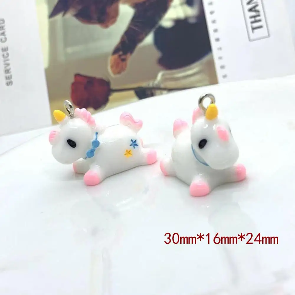 5 шт. 30*16*24 мм Kawaii 3D резиновая имитация Брелоки-подвески в виде единорога для DIY серьги, брелок модные ювелирные аксессуары LL009