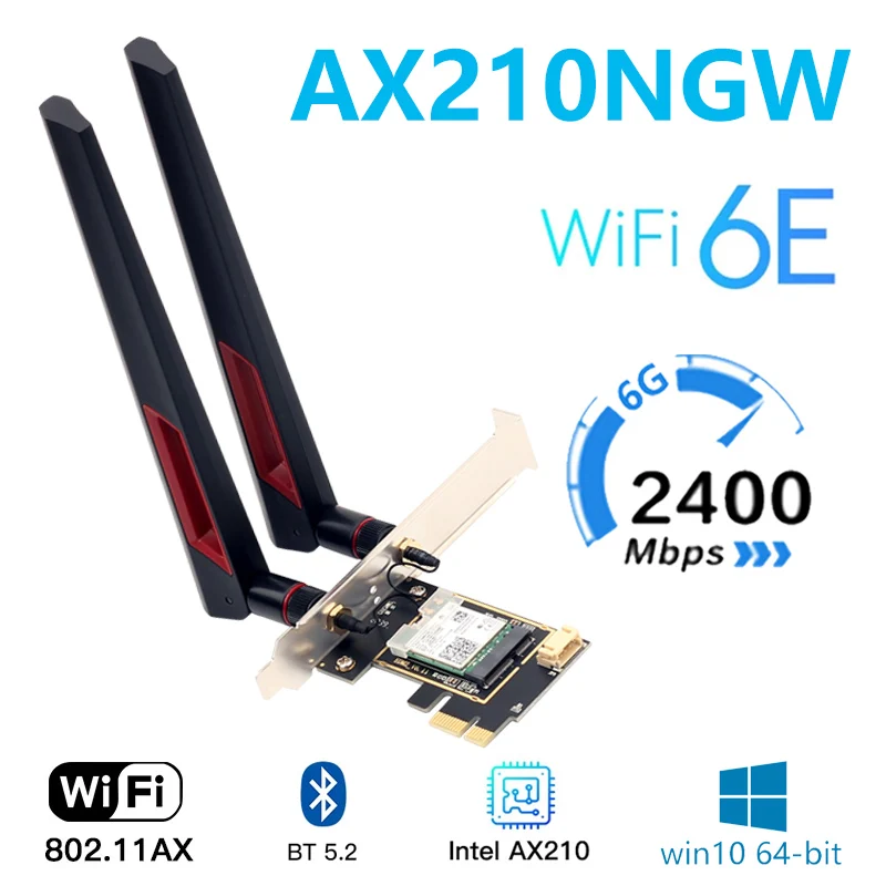 Tri band Intel AX210 wireless AX210PCIE 5374Mbps 802.11AX wireless Wi-Fi 6 AX200 is suitable for Intel 8265NGW / 9260ACM. 2 NGFF pc wifi adapter Network Cards