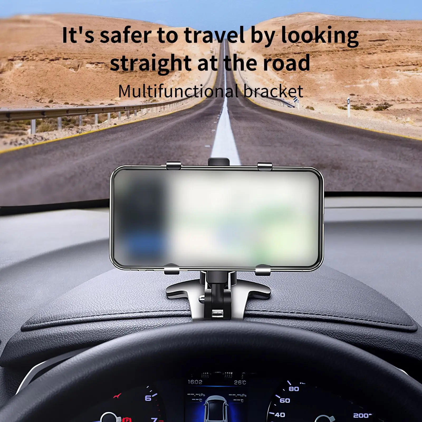 Onever New Black Phone Navigation Bracket Car Phone Holder Scratch Resistant Rust Proof ABS Car