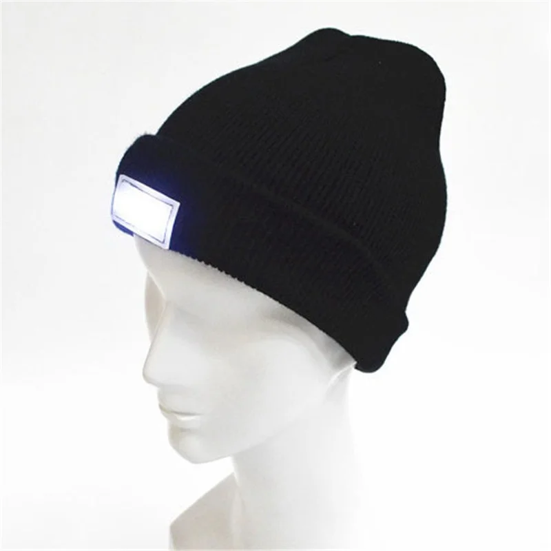 Unisex Outdoor Multiuse LED Lighting Winter Cap for Night Fishing Hiking Warm Flash Beanie Skull LED Flash Hats Men Women#1016