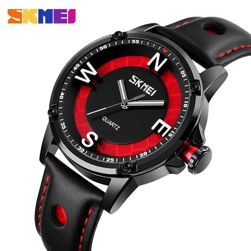 

SKMEI Creative Compass Pattern Design Dial Male Sports Watches Clock Top Brand Luxury Men Quartz Wristwatches reloj hombre 2020