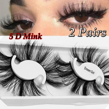 

2 Pairs / box SKONHED 25MM Lashes 5D Mink Hair Fashion False Eyelashes Dramtic Long Wispies Fluffy Eyelashes Full Strips Handmad
