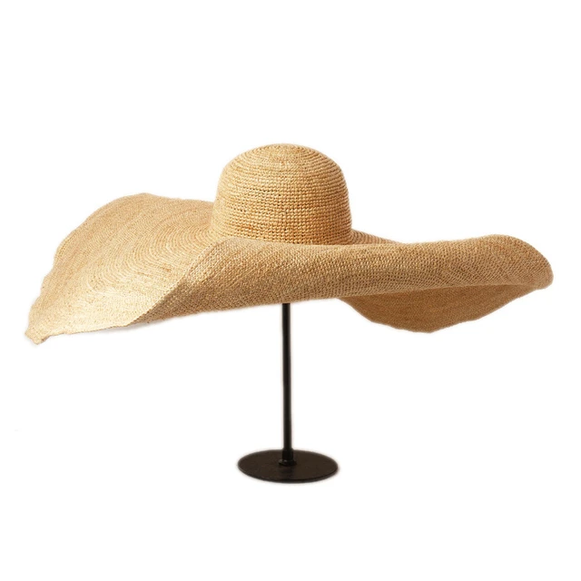 2021 New Hand-woven 30cm Oversized Raffia Straw Hat For Women Stage Catwalk Style  Beach Seaside Vacation Cap Foldable VRIGINER - AliExpress