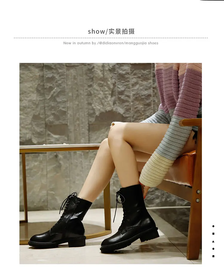 Botines Mujer/; женские ботинки с круглым носком; Цвет Черный; Botas Feminina; женская обувь на резиновой подошве со шнуровкой спереди; сезон зима-осень; женская обувь на молнии