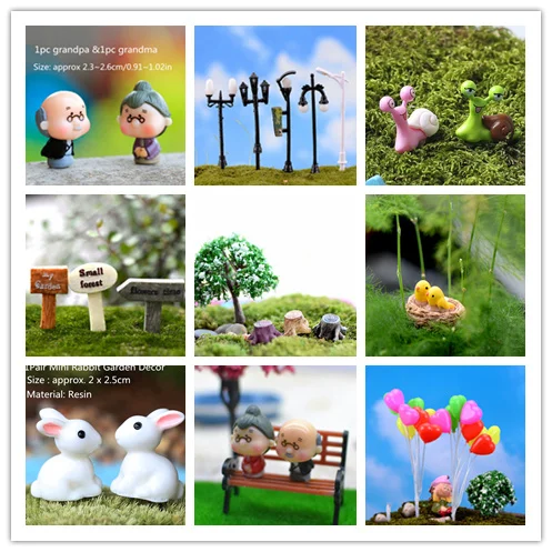 

Mini balloon Rabbit bird Tortoise Miniature Figurine for fairy garden Aquarium fish tank for potted bonsai statue resin craft