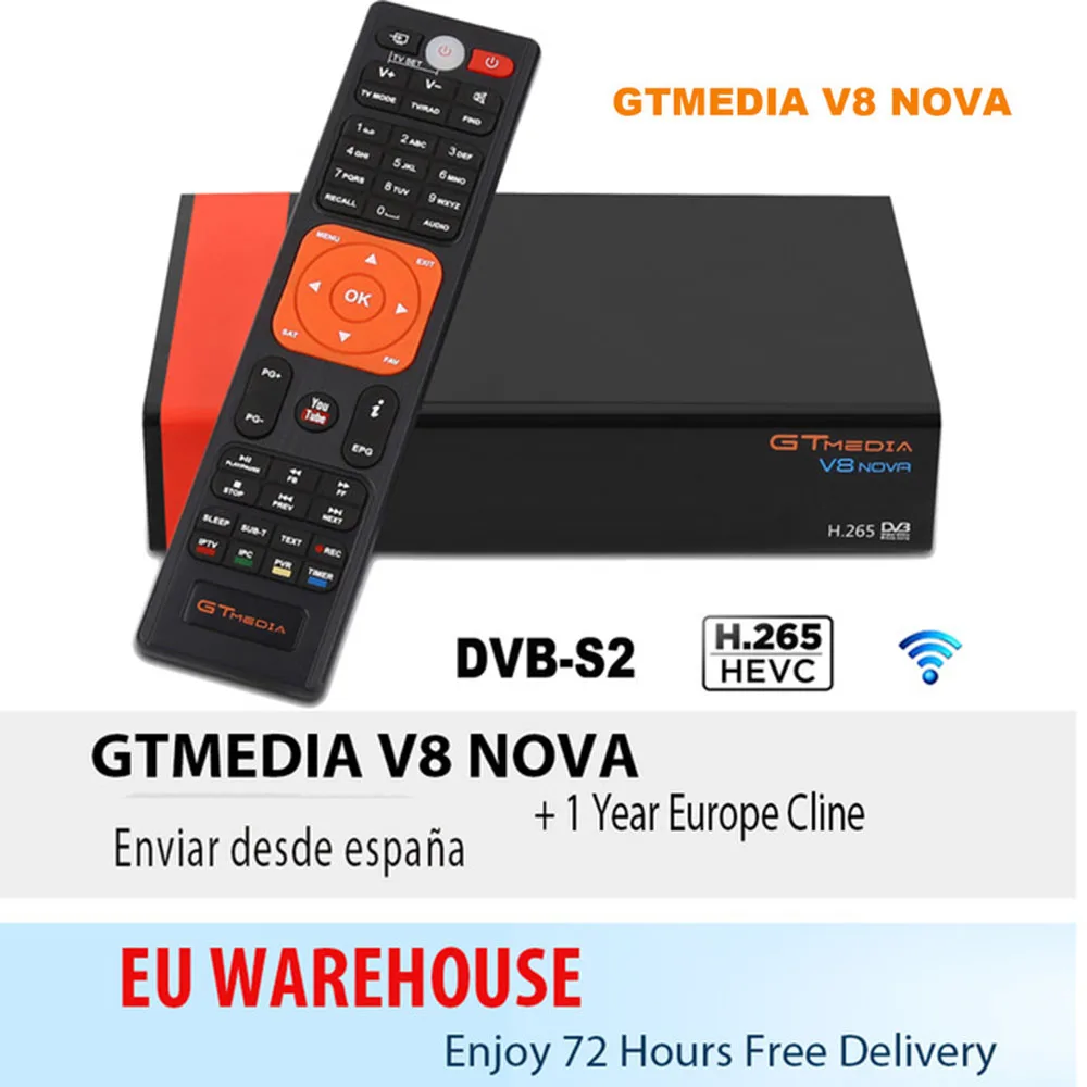 

Receptor Gtmedia V8 Nova built-in WIFI power by freesat v8 super DVB-S2 1 Year Cccam Cline for 1 Year TV Box Same as V9 Super