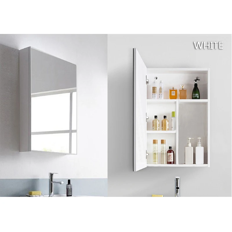 Хромированный зеркальный шкаф из нержавеющей стали для ванной комнаты, большое пространство для хранения, три цвета на выбор, мебель для ванной комнаты - Цвет: White 35CM