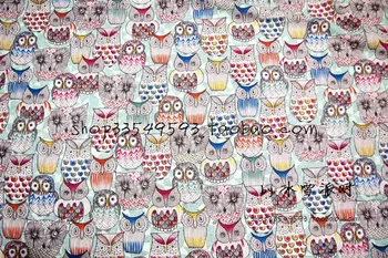 

100*130cm Cute owl Micro cotton Sewing Fabric Diy Handmade Craft Shirt clothes Home Cloth