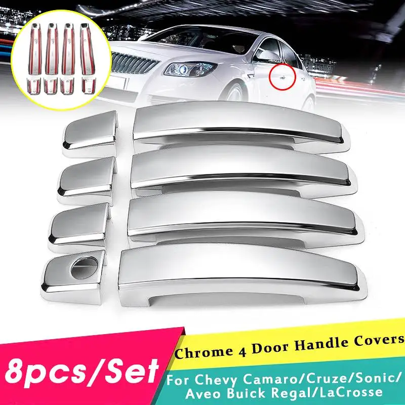 Автомобильный 8 шт. чехол на дверную ручку для Chevy Cruze Camaro Malibu Sonic Aveo для Buick Regal LaCrosse, автомобильная Стильная рамка, наклейка хромированная