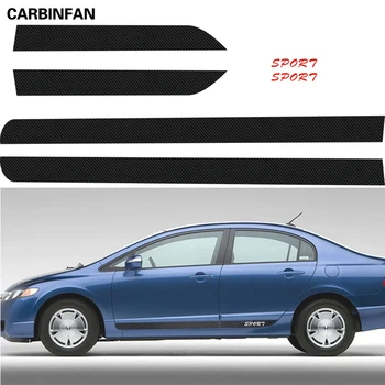 

Accessories Car Styling Carbon Fiber Decal Car Side Skirt Sticker Automobiles 4pcs/set For HONDA Civic 8th 2004-2009