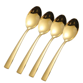

4PCS/set 18/10 Stainless Steel Spoon Set Ice Cream Coffee Spoon Teaspoon Cocktail Stirring Spoon Barware Drinking Tool Kitchen