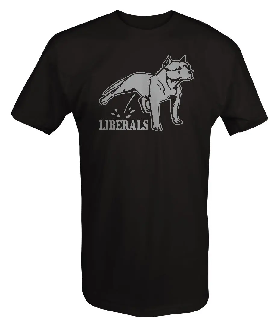 FGHFG Grey Pitbull Pee on Liberals Bull Breed Political Funny T Shirt Large |