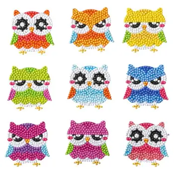 

Owl Shape Sticker DIY Diamond Painting Round Drill Paster Child Puzzle Gift