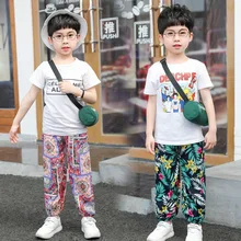 Весенне-летние детские штаны-фонарики противомоскитные штаны для мальчиков и девочек хлопковые, шелковые, воздухопроницаемые штаны с принтом Danc