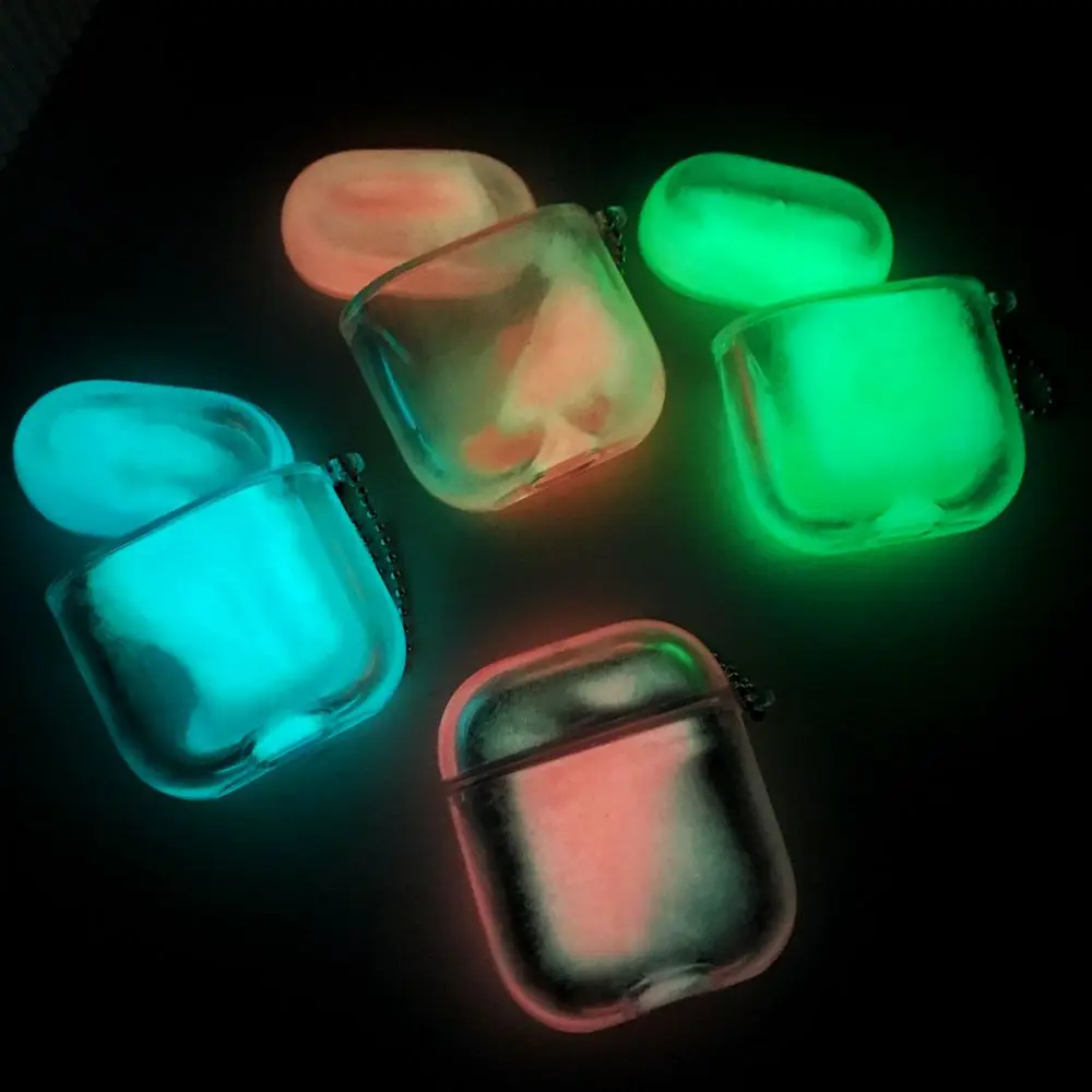 Светящийся динамический чехол с жидким блестящим песком для Apple Airpods 1/2 прозрачный кристально чистый защитный чехол для наушников с цепочкой