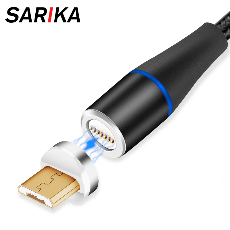 Sarika 3A светодиодный магнитный Зарядное устройство кабель для samsung huawei Xiaomi Android Быстрая зарядка Магнит Micro USB Зарядное устройство Кабель Micro-USB провод