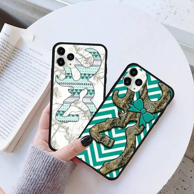 

YJZFDYRM Camo Browning Phone Case Rubber for iPhone 11 pro XS MAX 8 7 6 6S Plus X 5S SE 2020 XR case
