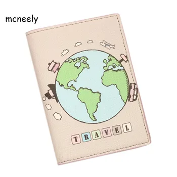 

Cute World Map Passport Cover Women Documents Organizer Card Case Business Credit Wallet Travel Accessories drop shipping
