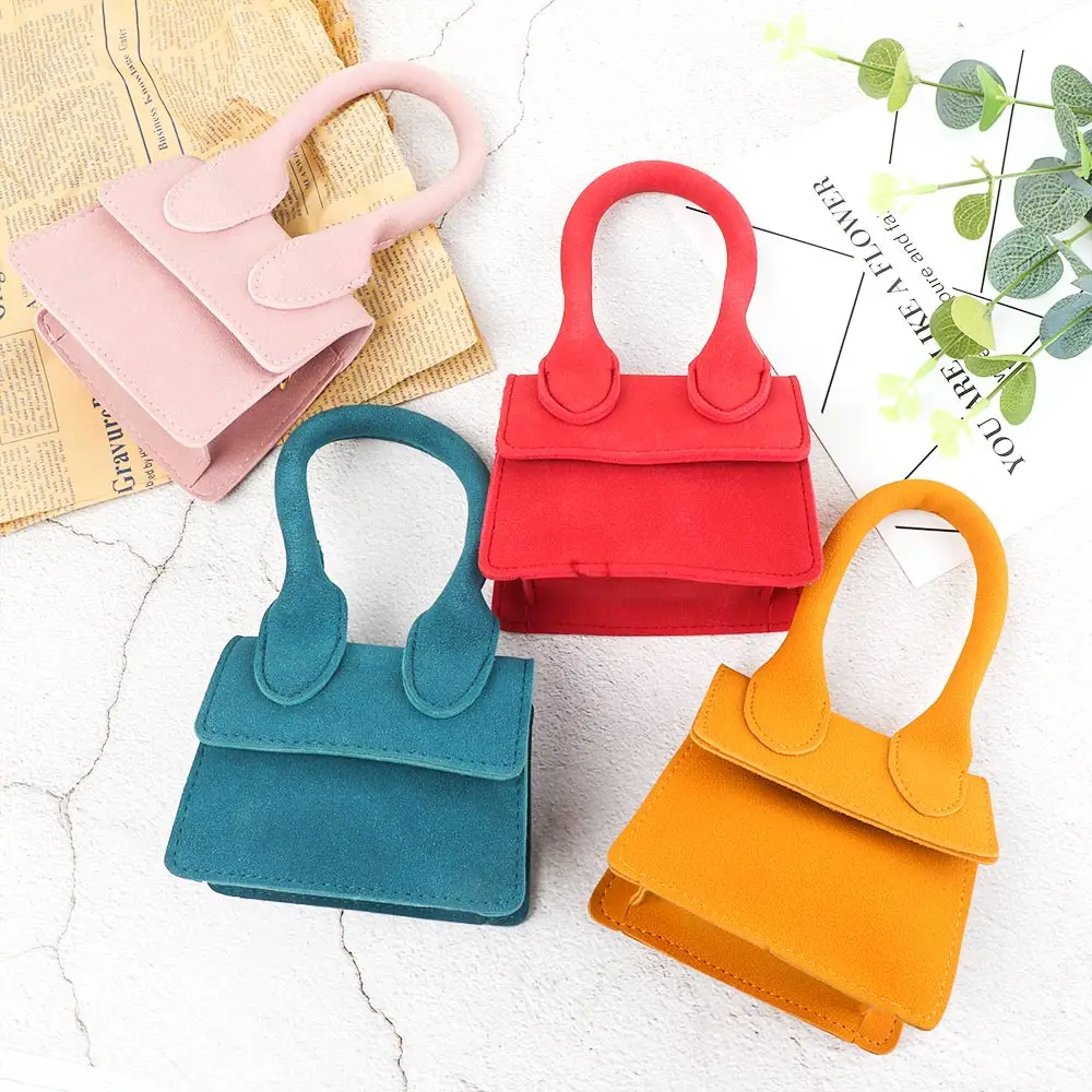 

1PC Mini Square Handbag Fashion Simple Kids Girls Scrub Shoulder Bag Crossbody Female Removable Shipping Bag for Women