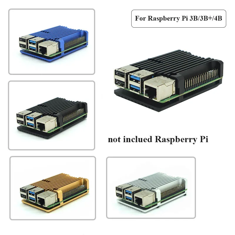 4-Color Raspberry Pi Aluminum Metal-Case Heat-Sinks with for 4/3 4-Model B/3B /3B