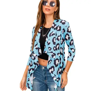 

2020 Spring Autumn Casual Women's Leopard Cardigan Jacket European and American Fashion Print Casual Jacket Outerwear Chic Tops