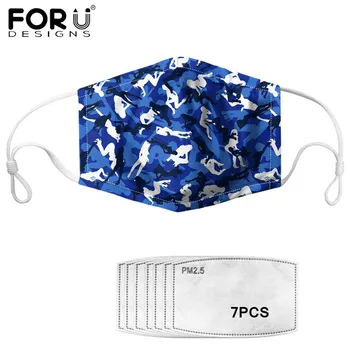 

FORUDESIGNS New Cool Dancer/animal Camouflage Face Mouth Masks 7pcs Anti Haze PM2.5 Filter Reusable Comfortable mascarillas