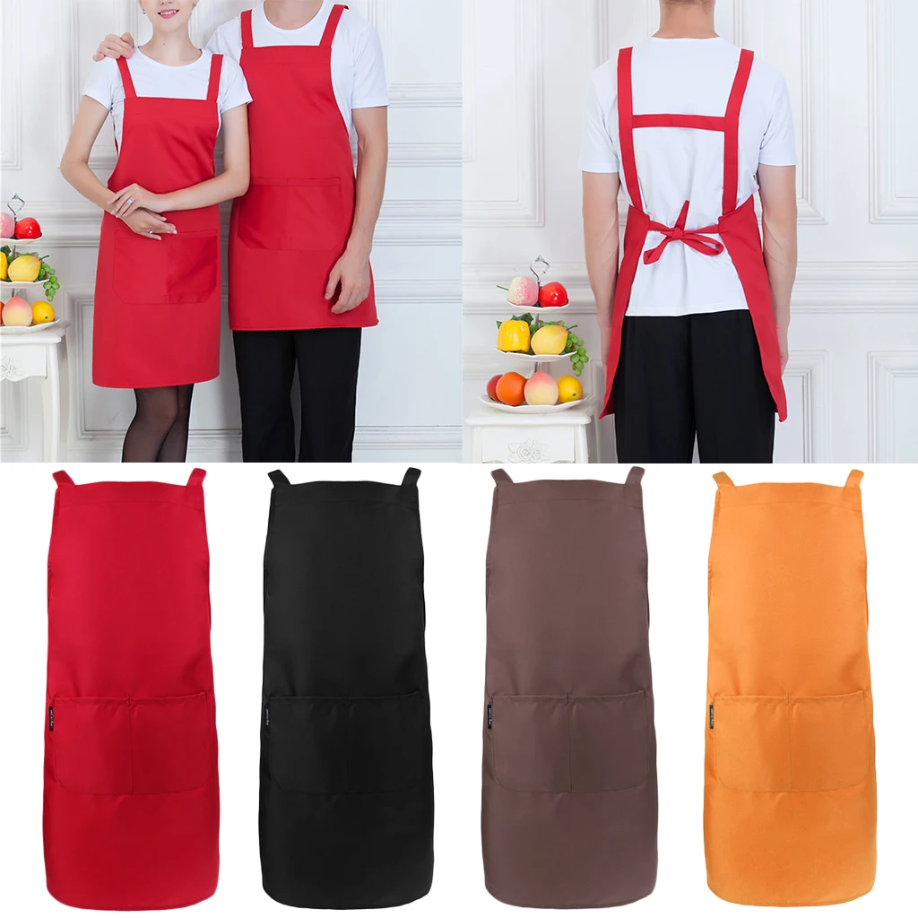 Unisex Cooking Kitchen Restaurant Bib Apron Dress 76*68cm Muti-color Pocket