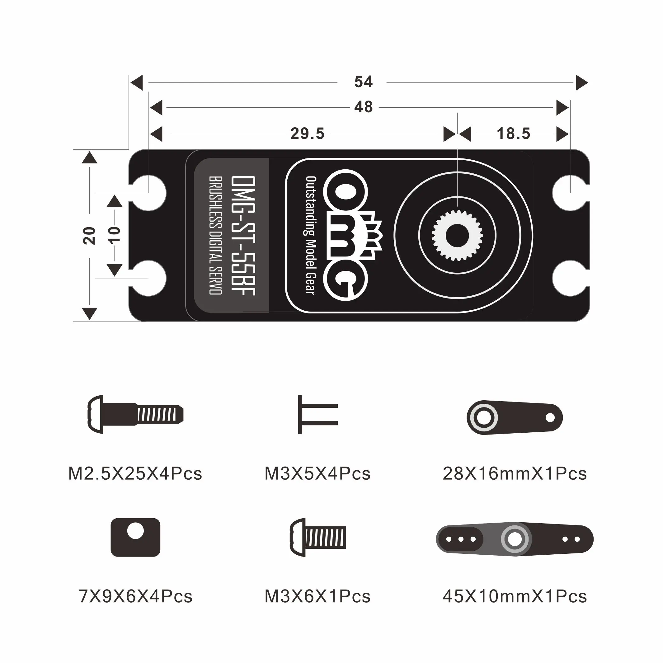 OMG-ST-55BF: 55kg Brushless Waterproof Servo