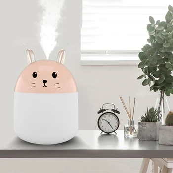 

Cute Rabbit Hmidificator USB Humidifier Portable 200ML Aroma Diffuser Cool Mist Maker with Mini Night Light for Home Office Use