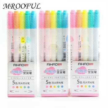 

5pc Mildliner Highlighter Pen Set Kawaii 5 Colors Double Headed Fluorescent Marker Pens Japanese Stationery School Office Supply
