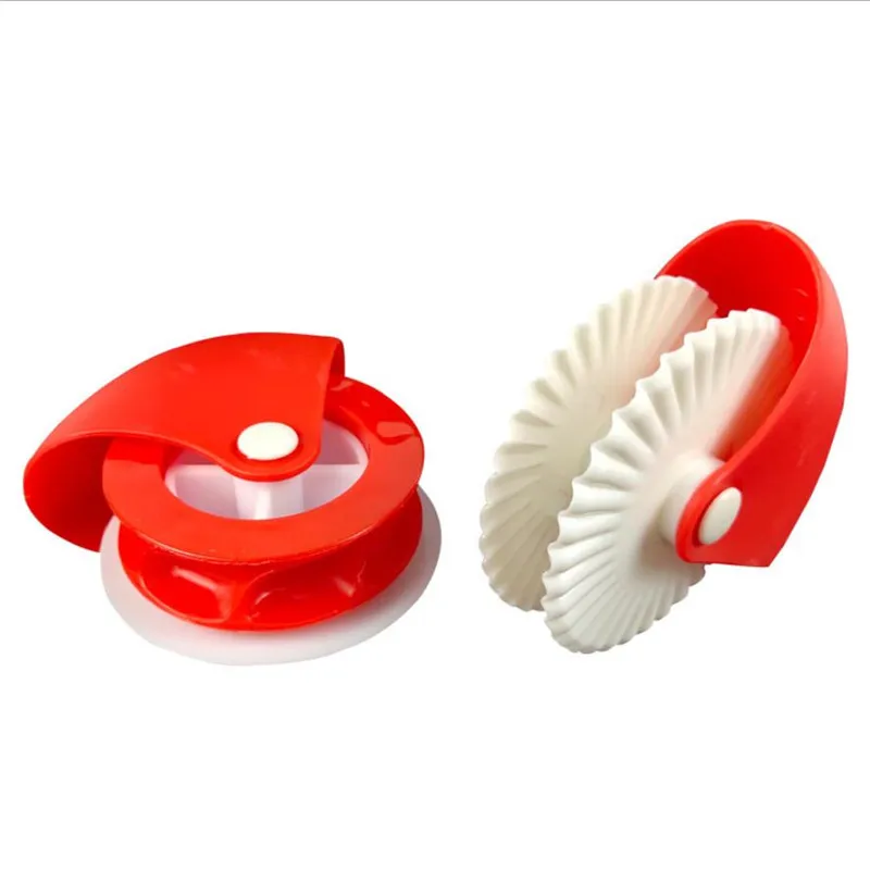 2PCS Kitchen Pizza Pastry Lattice Cutter Pie Decor Plastic Wheel Roller Crust