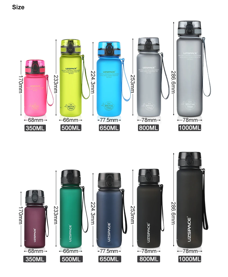 Colors and capacity of outdoor travel sports water bottle