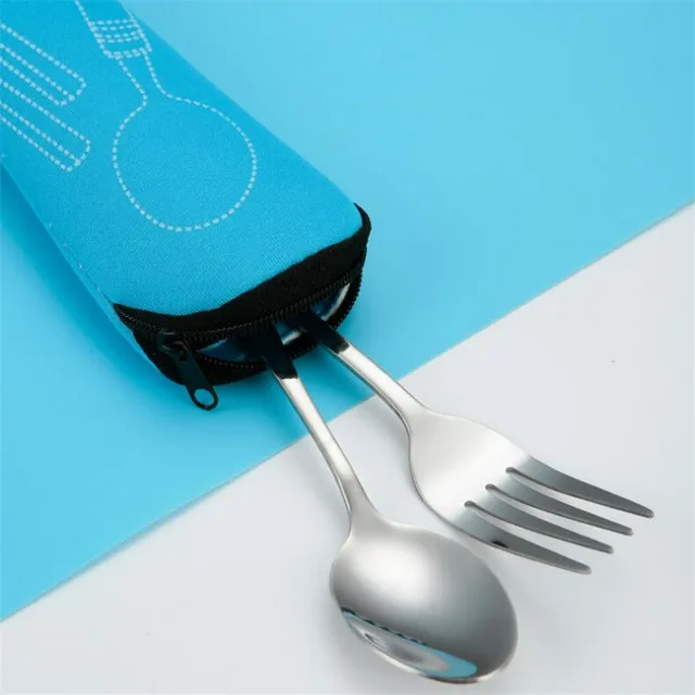 2 Borse Per Posate Portatili - 27x7 Cm Nero E Grigio Per Ufficio, Scuola, Viaggio - Foto 6