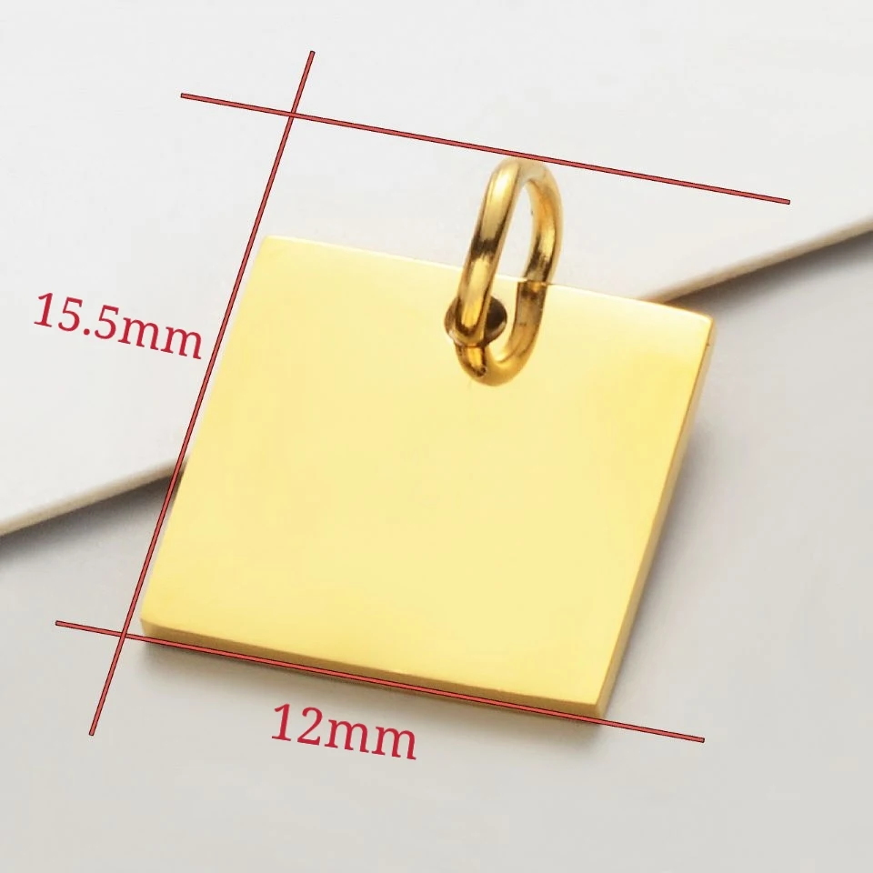 30pcs/Lot   Stainless Steel Mirror Polished Square Pendant  For Making Bracelet  Necklace Accessories