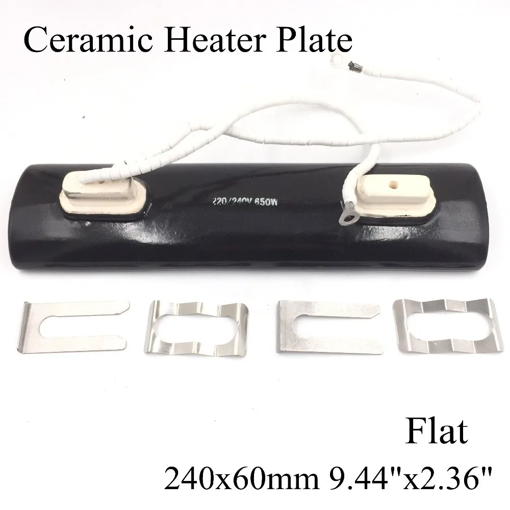 

220V 240x60mm Double-Head Flat Black IR Infrared Ceramic Heater Plate Air Heating Board Pad For BGA Station Mould PTC Heater